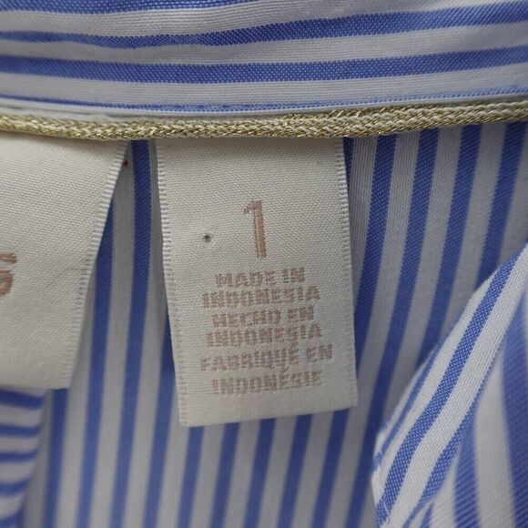 Chico's Blue Striped High-Low Long Sleeve Tunic Shirt - Picture 13 of 14